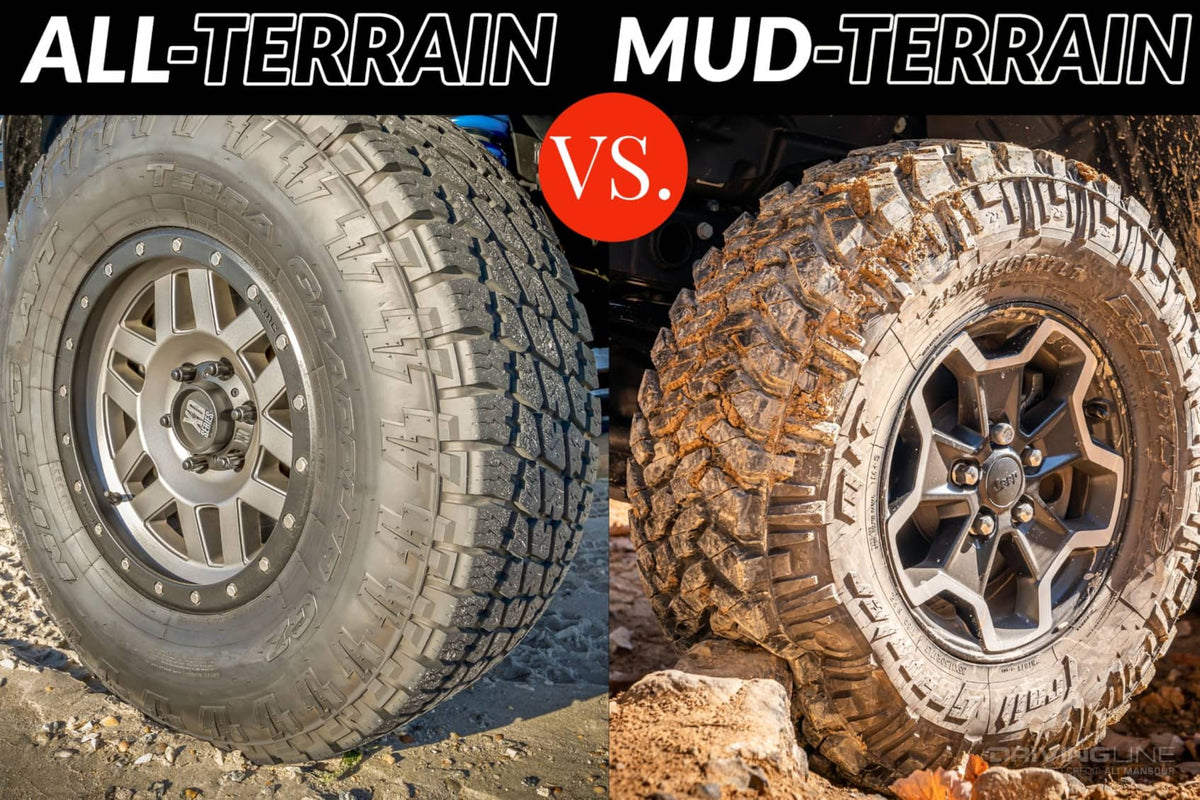 Nitto all-terrain and mud-terrain tyres side by side