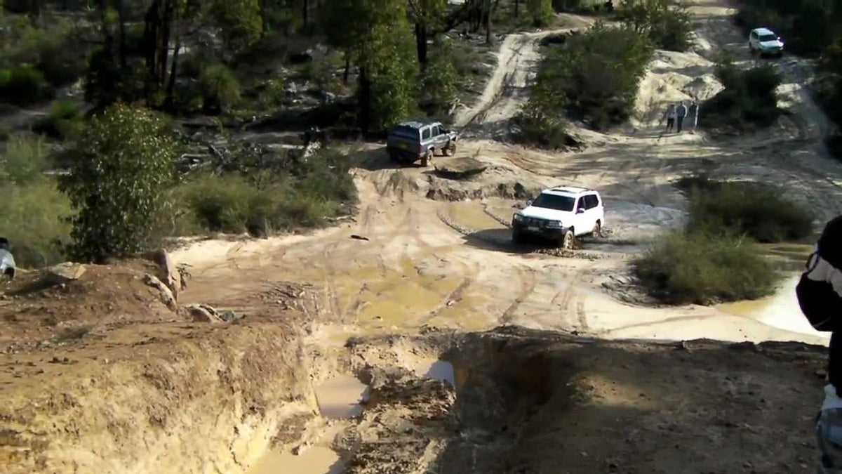 Toyota Prado traction control on a slippery track