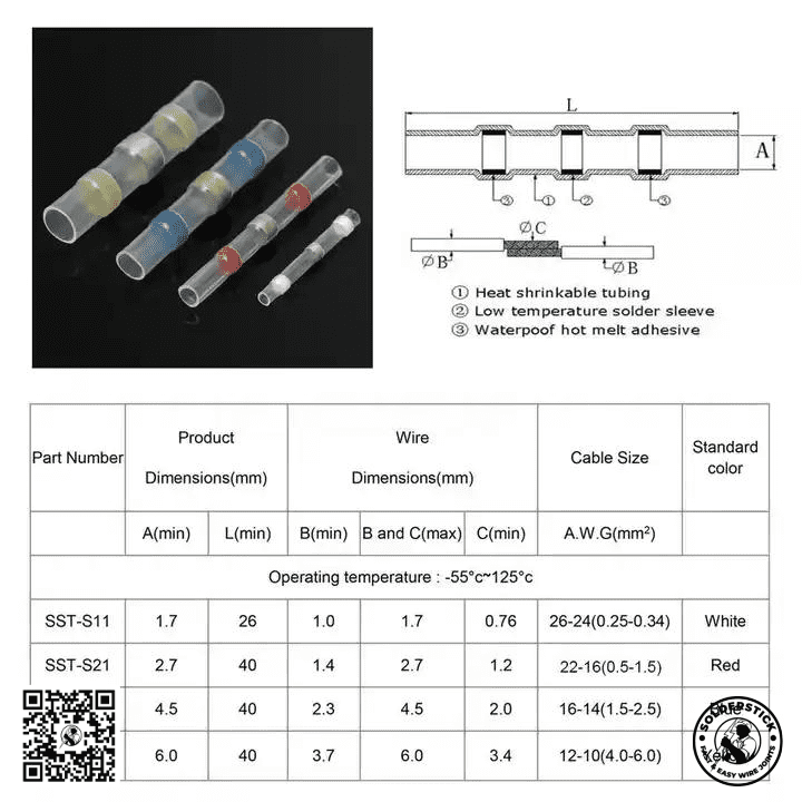 250 PCS Sizing and colour cross section SOLDERSTICK