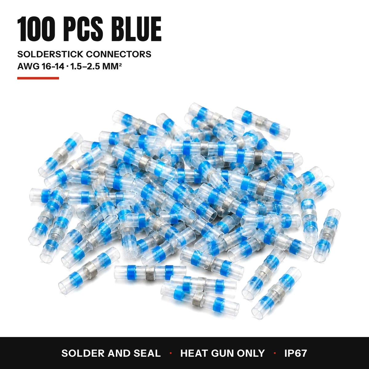 100 blue Solderstick connectors, AWG 16-14, 1.5-2.5 mm2