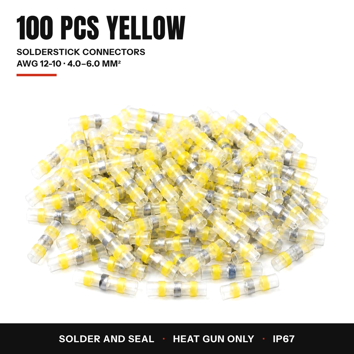 100 yellow Solderstick connectors, AWG 12-10, 4.0-6.0 mm2